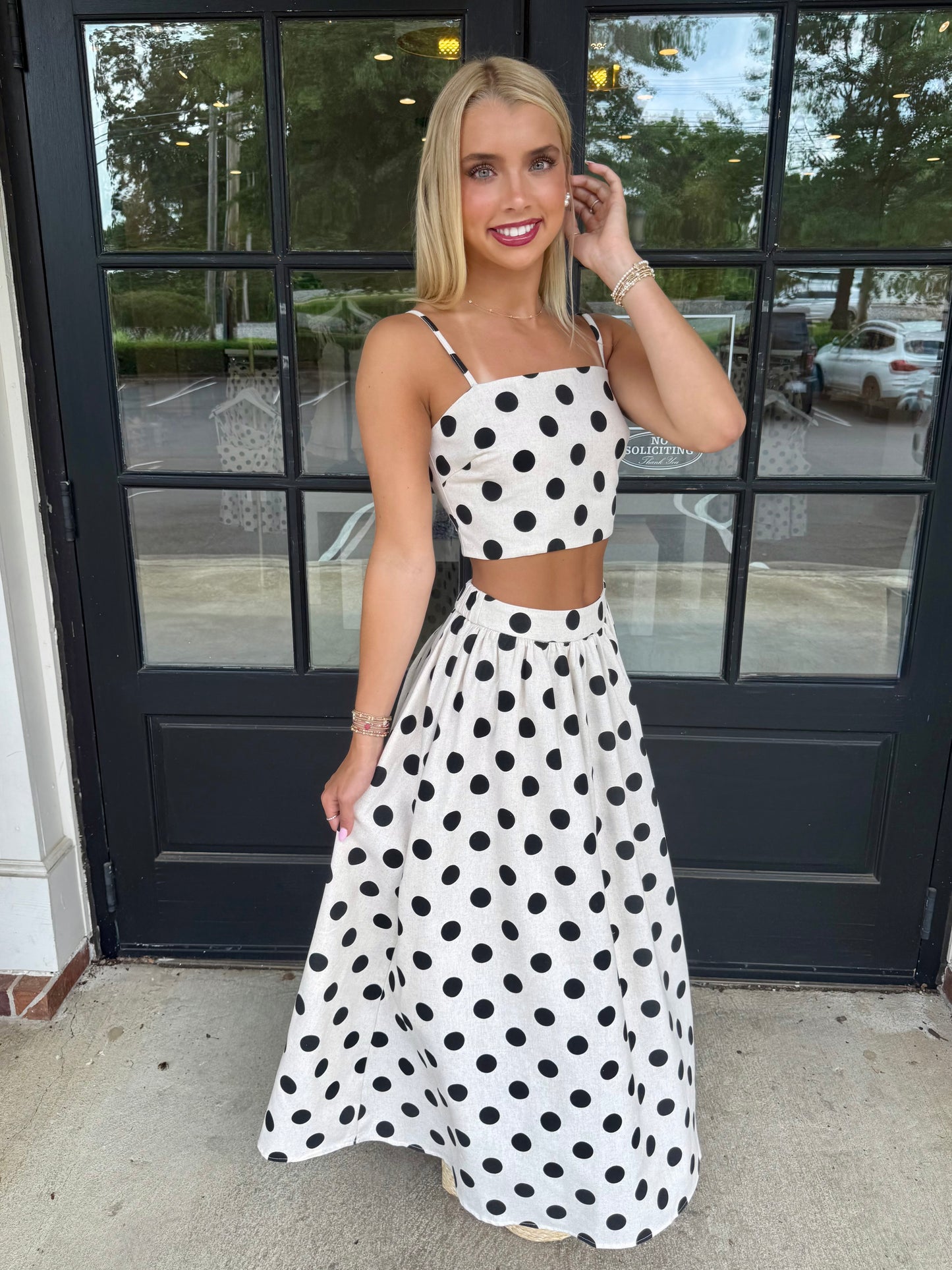 Black Polka Dot Crop Top