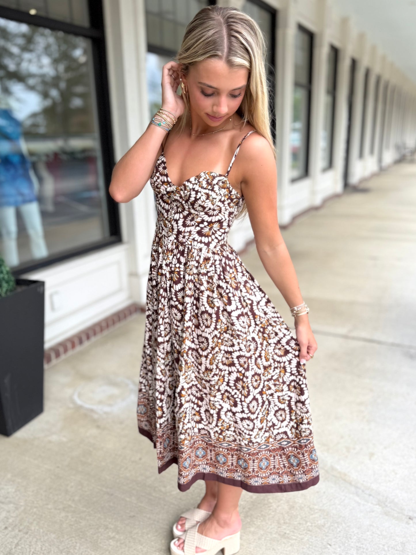 Starburst Print Maxi in Brown