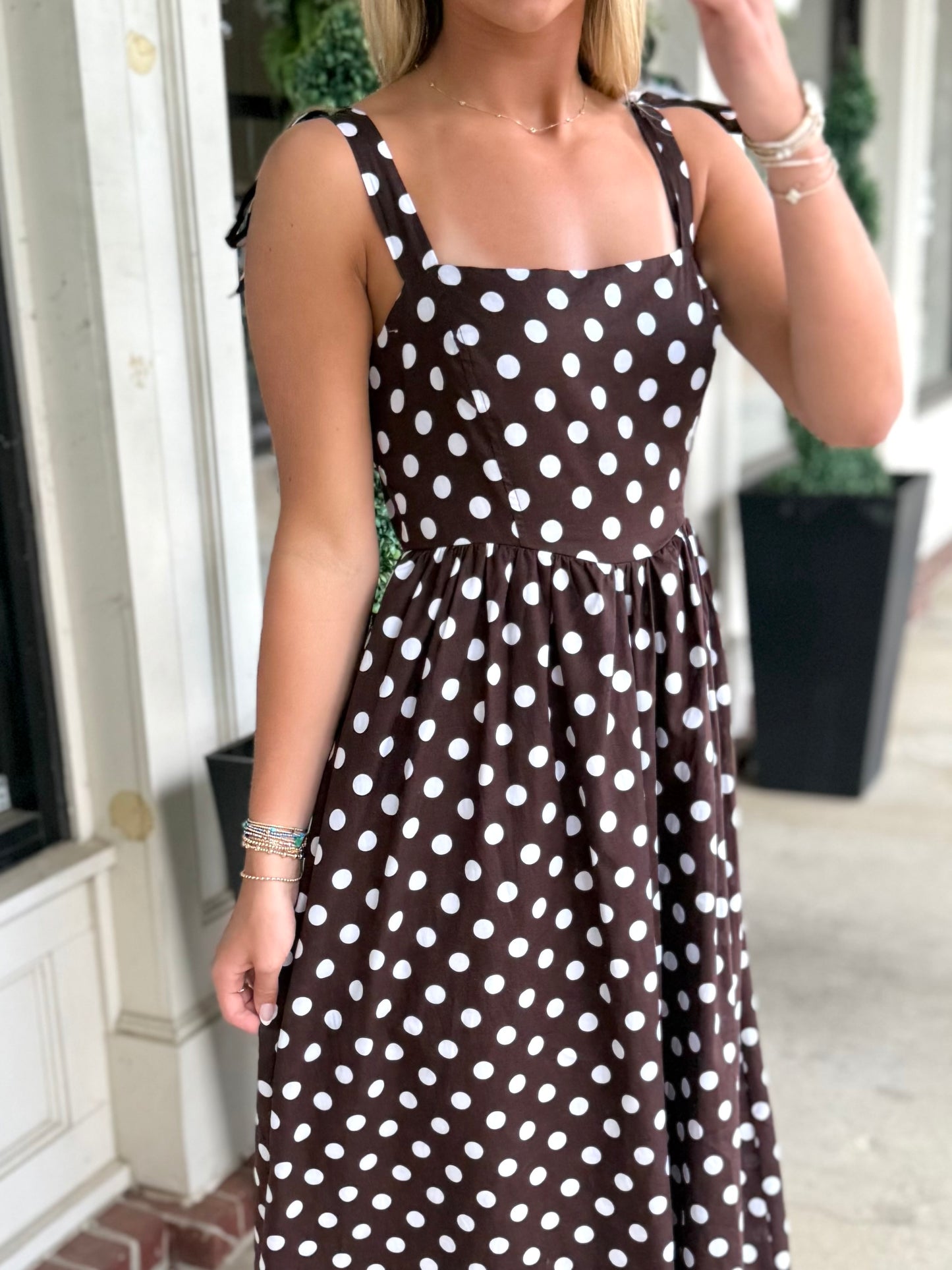 Brown Polka Dot Tie Midi