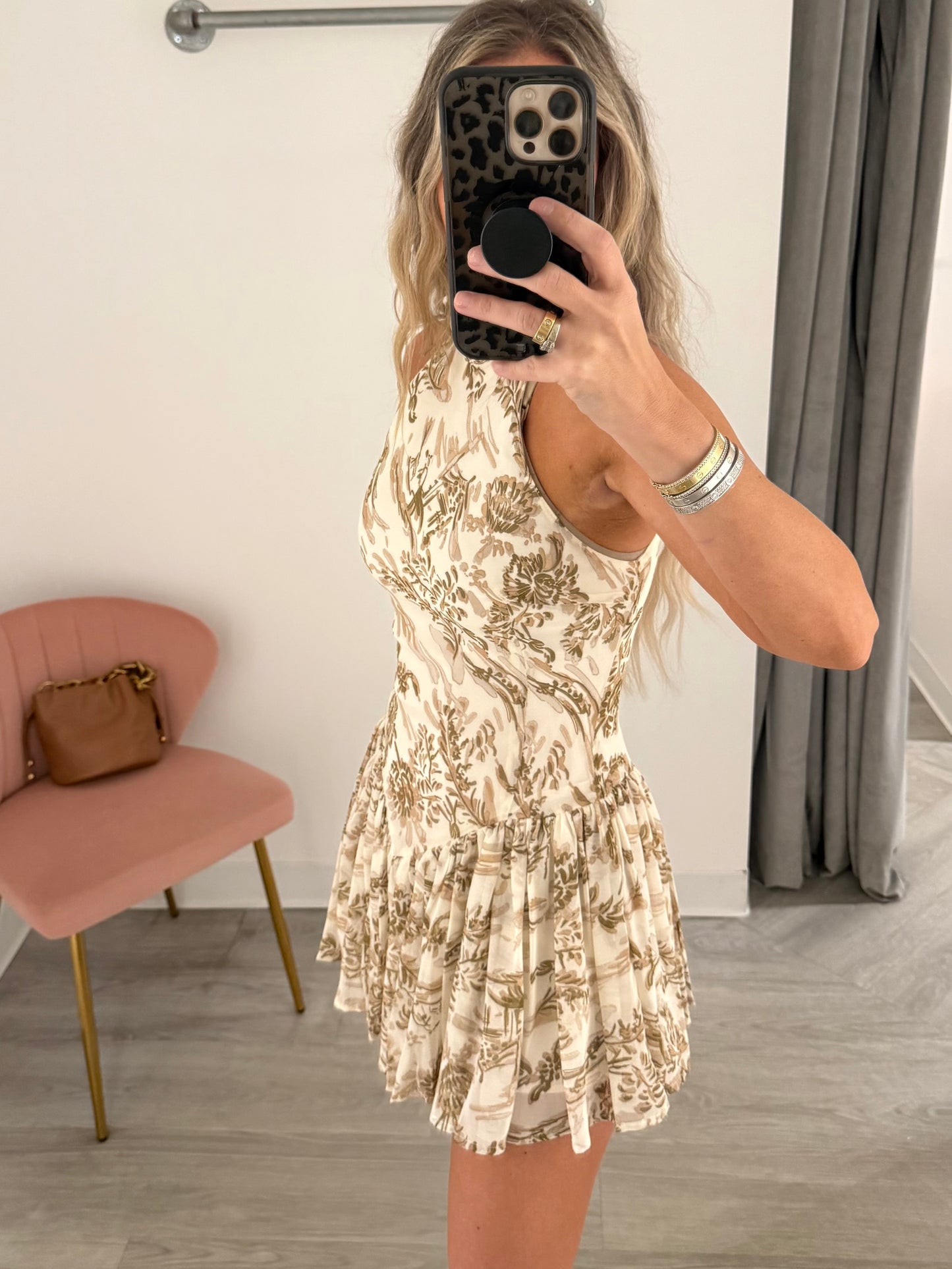 Tua Brown Graphic Mini Dress