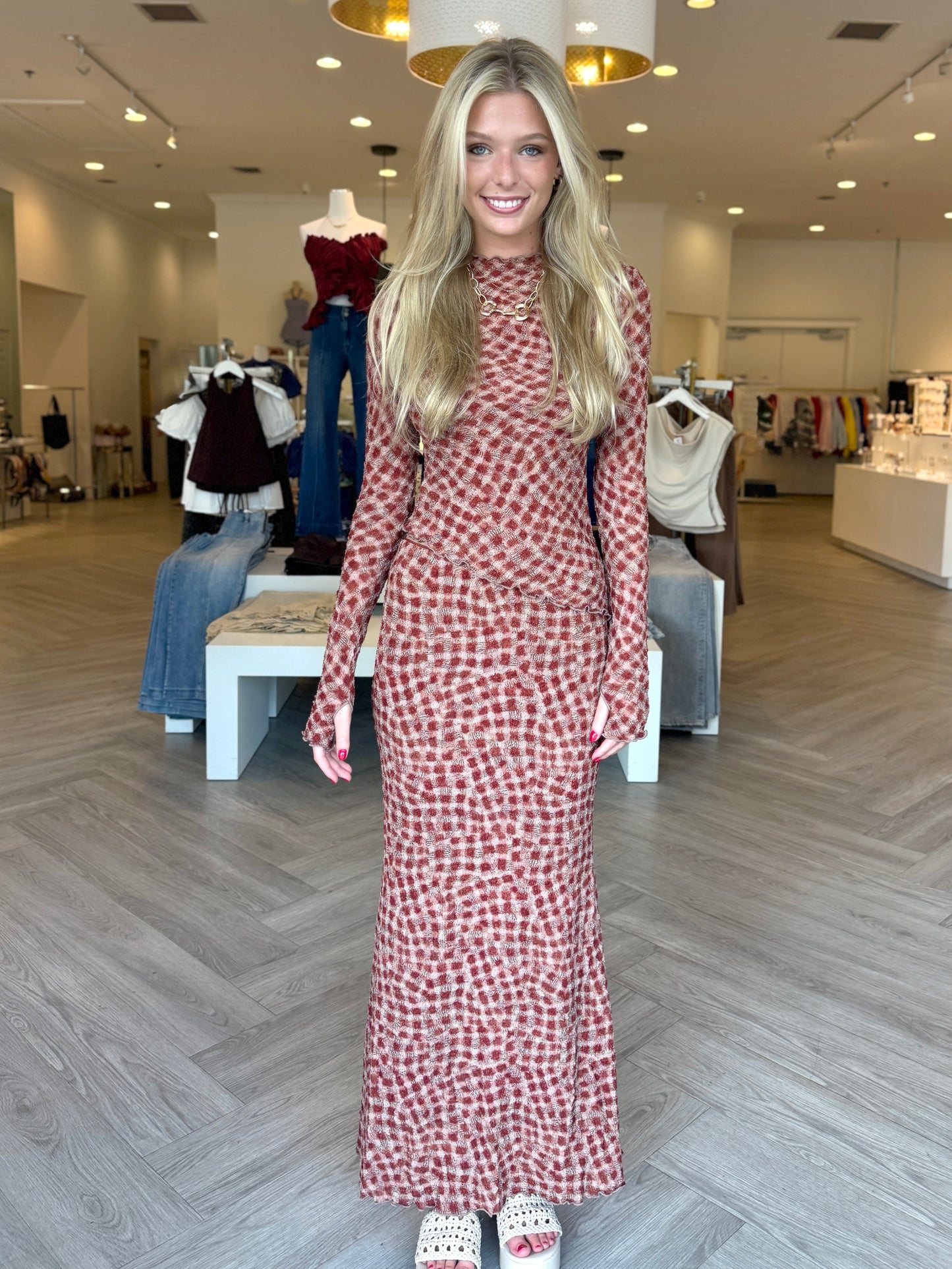 Cinnamon Smocking Maxi Skirt