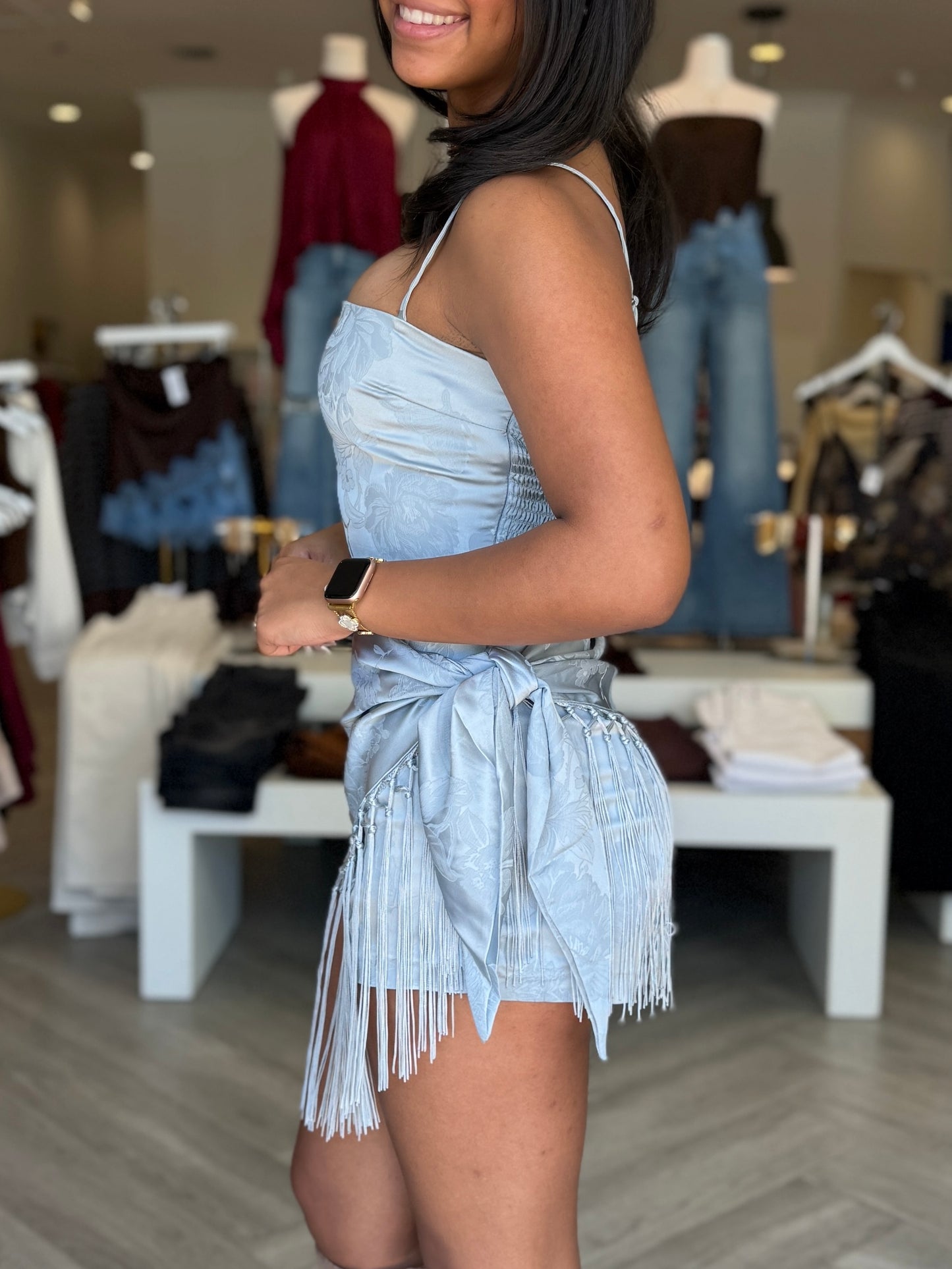 Waist Overlay Fringe Romper