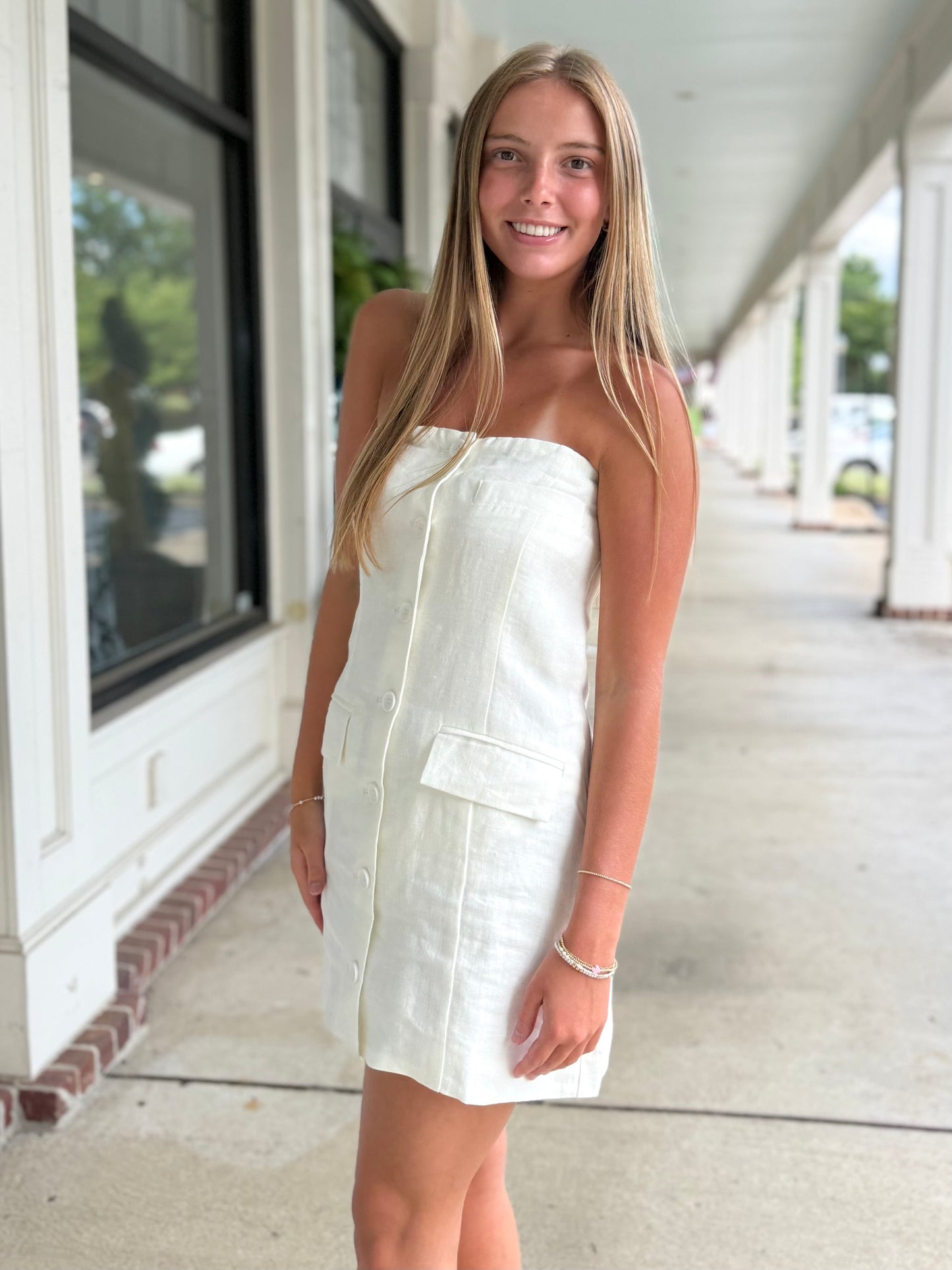 Linen Strapless Dress (2 colors)