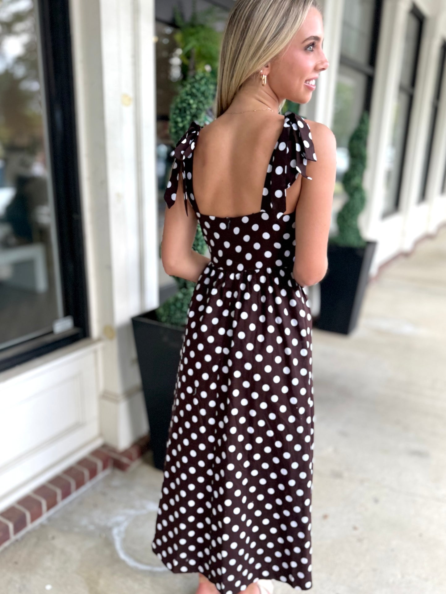 Brown Polka Dot Tie Midi