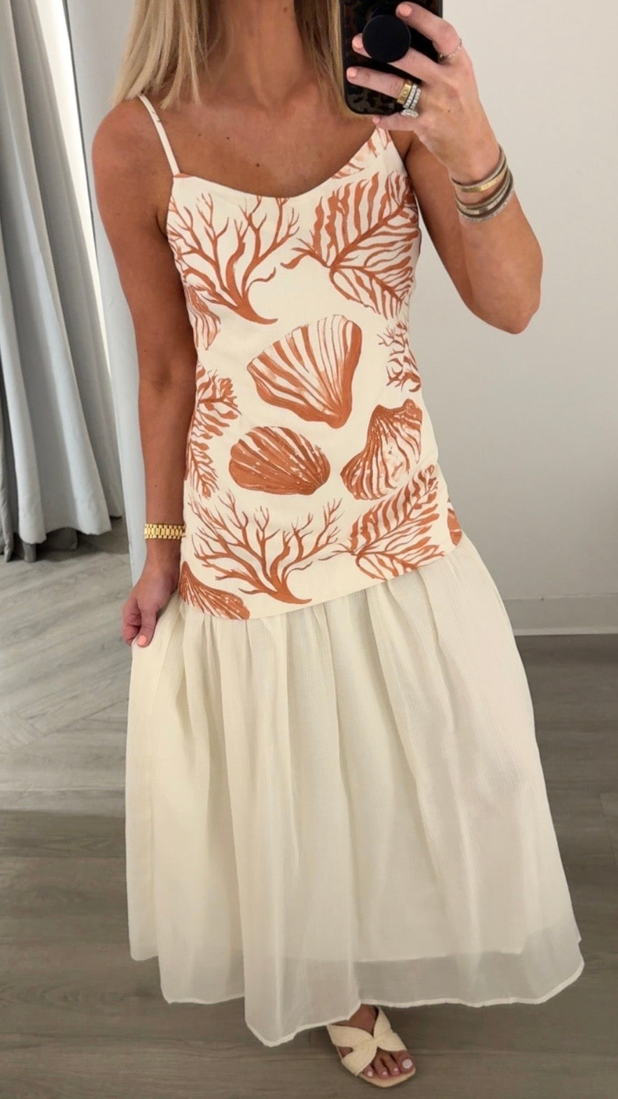 Nautical Print Spagetti Strap Midi
