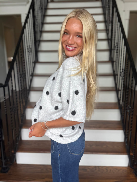 Grey/Black Dot S/S Cardigan