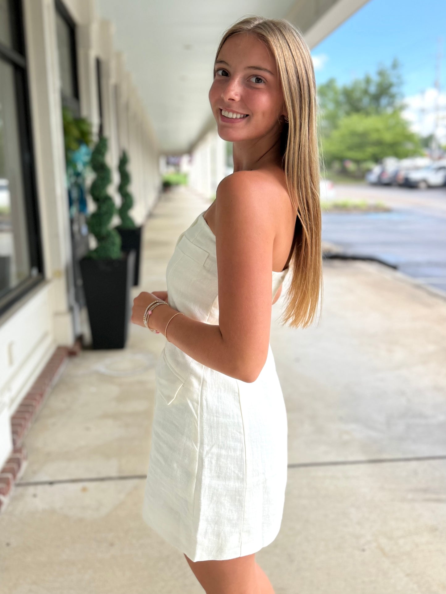 Linen Strapless Dress (2 colors)