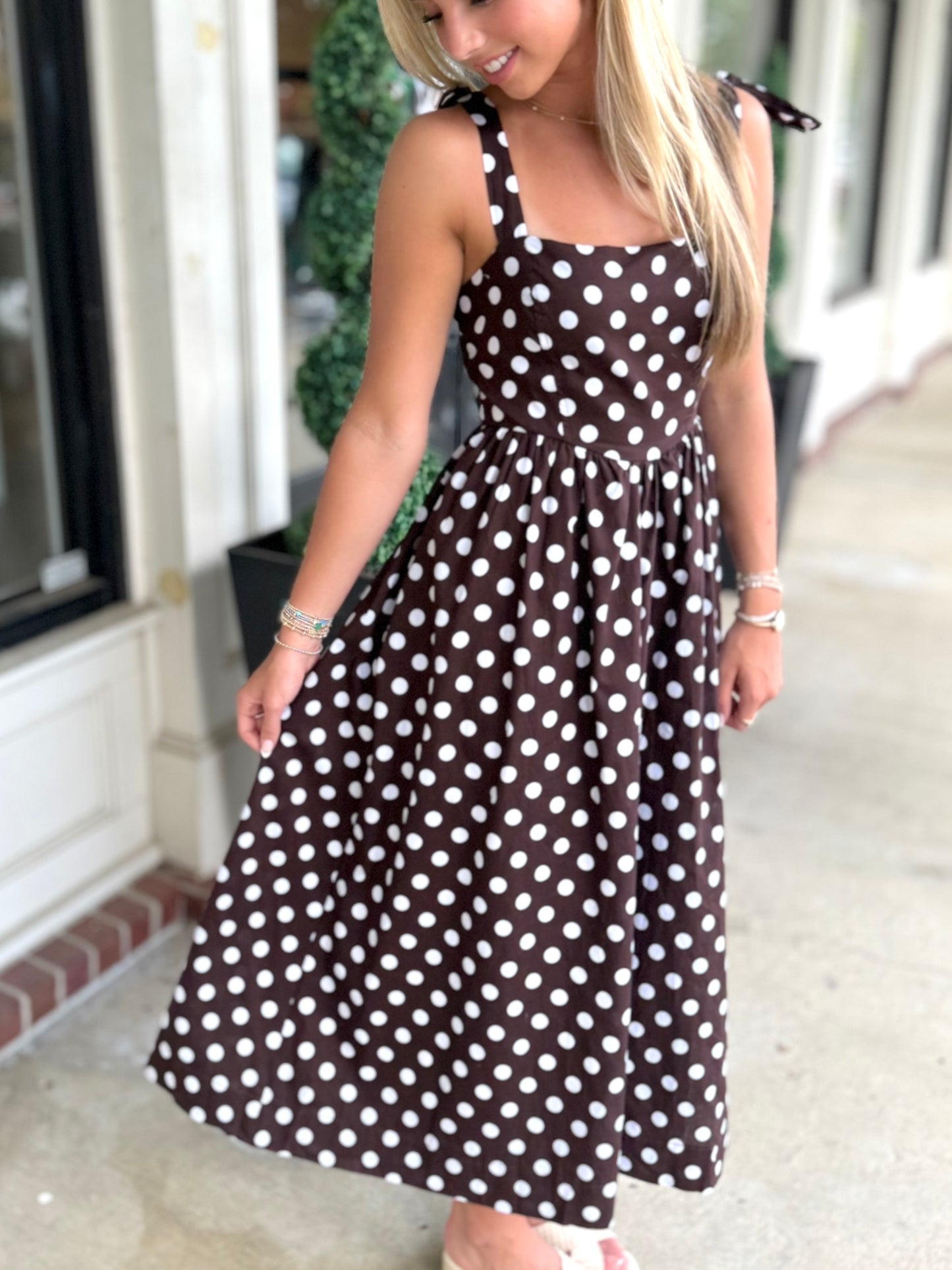 Brown Polka Dot Tie Midi