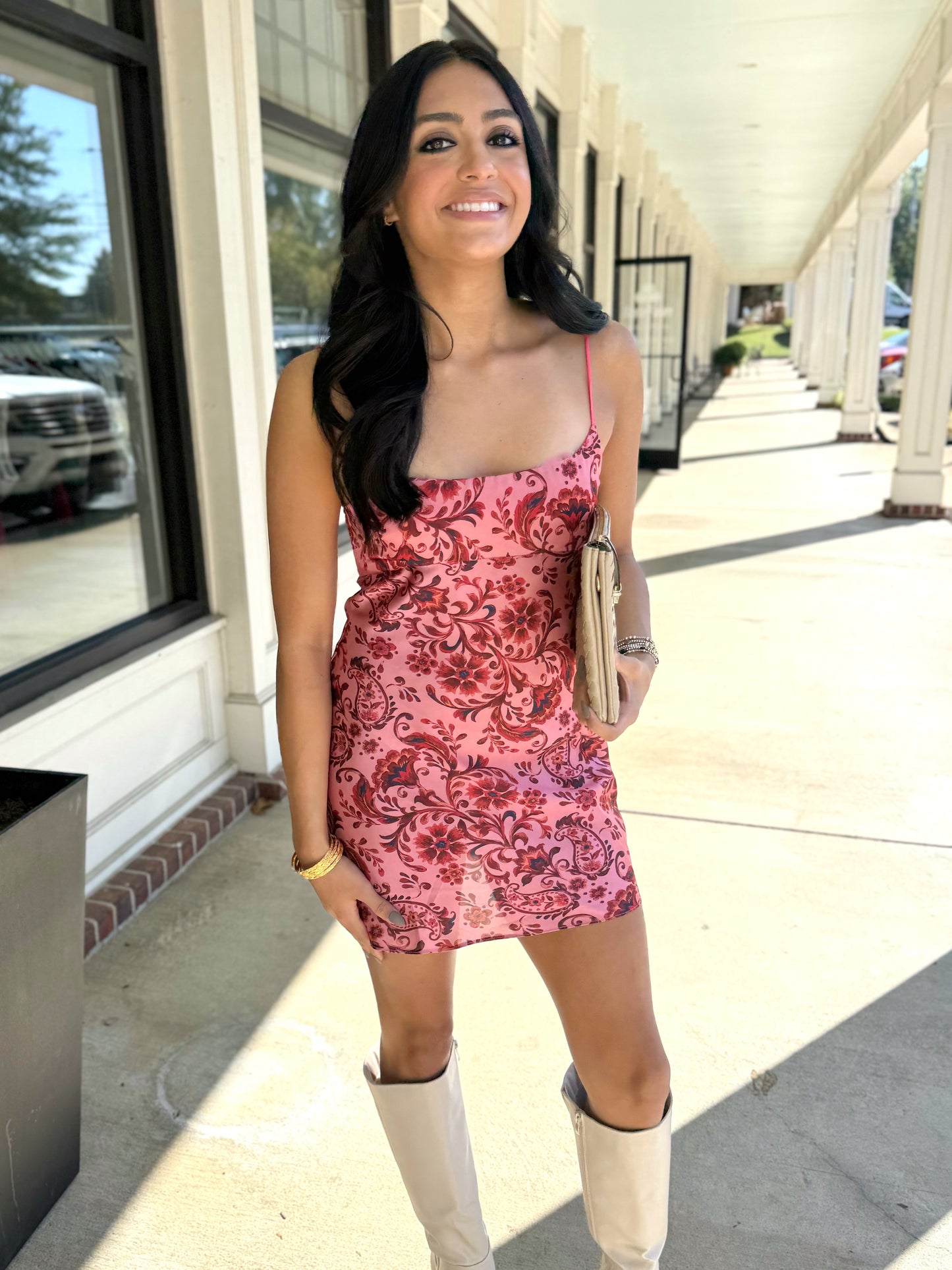 Salmon Red Paisley Slip Mini