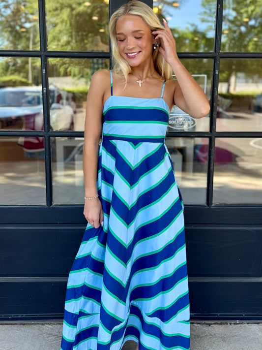 Navy Chevron Stripe Maxi