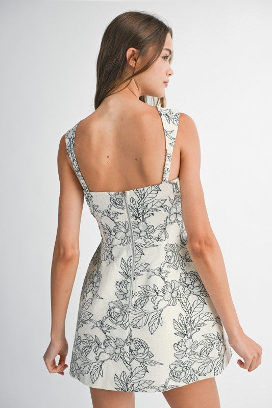 Black Floral Jacquard Mini