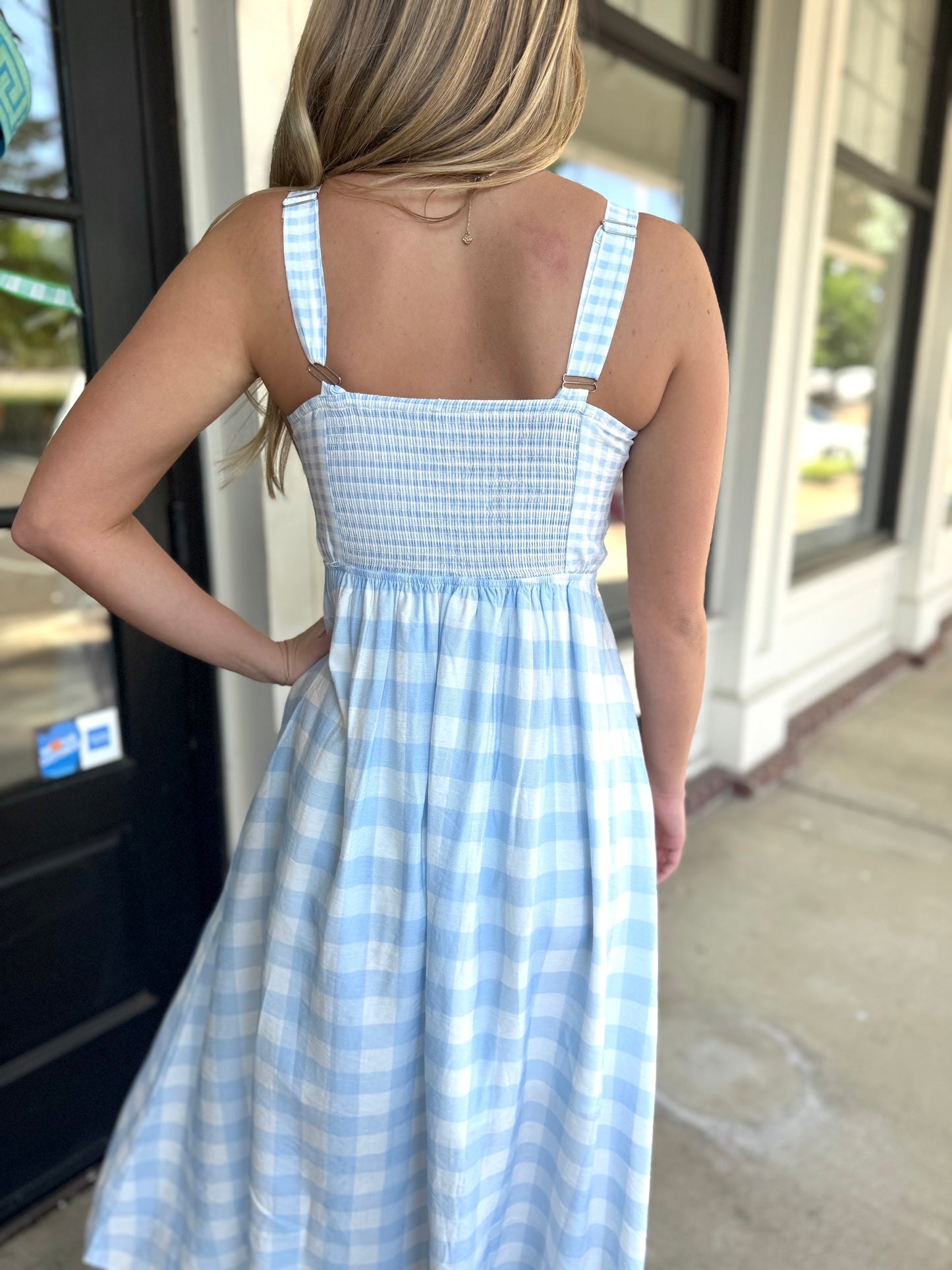 Blue Plaid Corset Midi