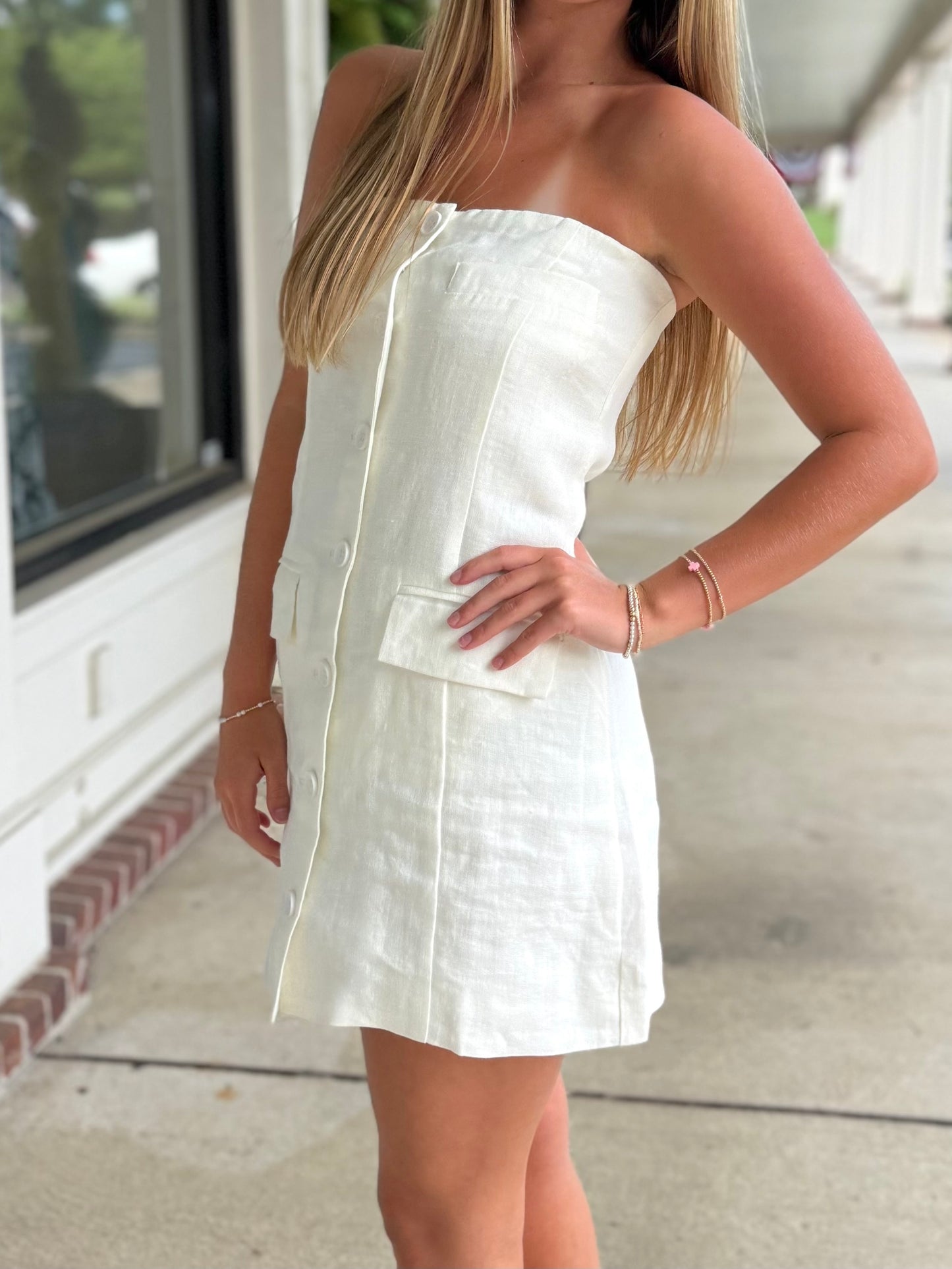 Linen Strapless Dress (2 colors)