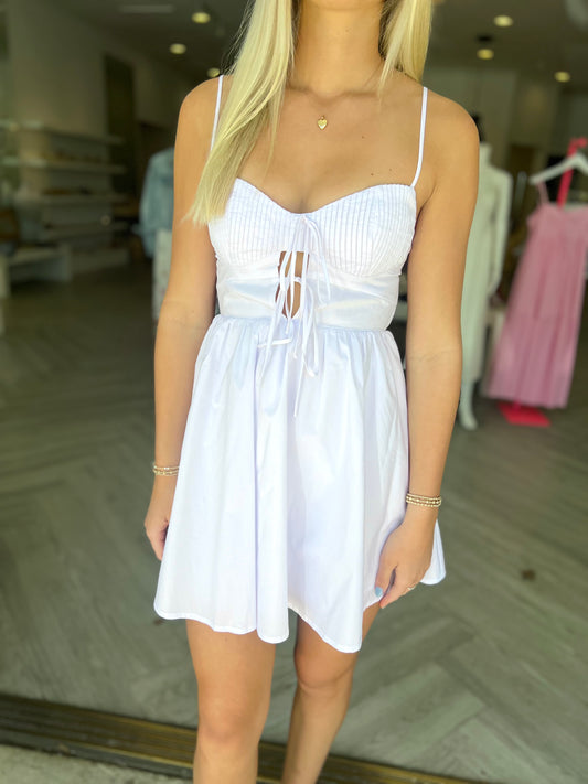 White Double Front Tie Dress