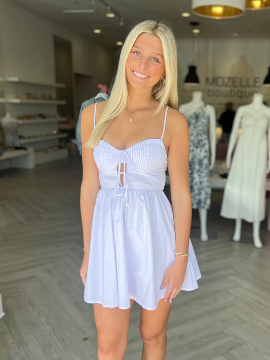 White Double Front Tie Dress