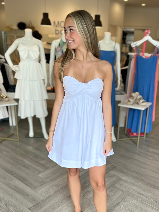 White Strapless Mini Dress