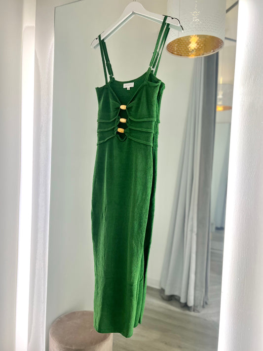 Green Front Cut Out Dress