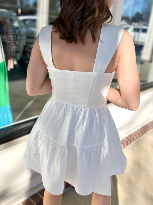Button Down Mini Dress in White