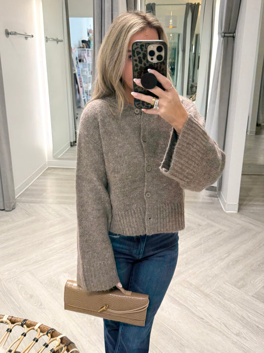 Mocha Button Front Cardigan