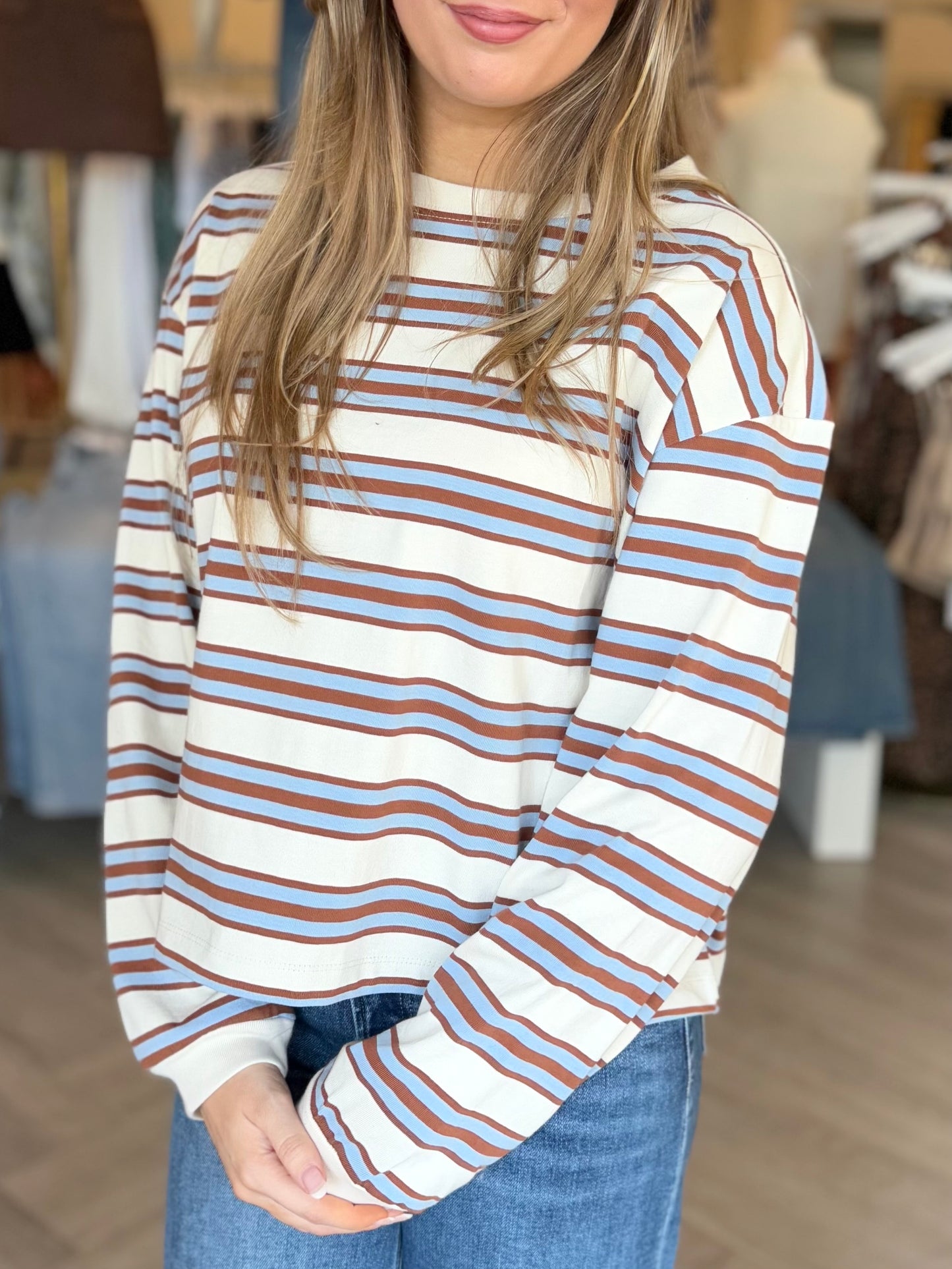 Blue Camel L/S Stripe Top