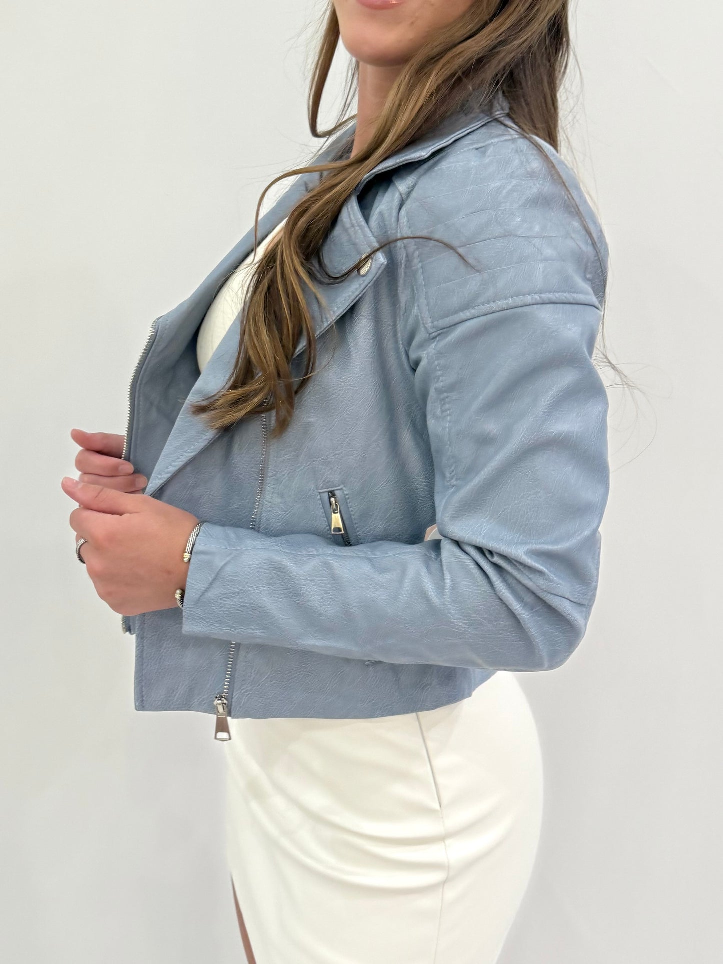 Light Blue Leather Jacket