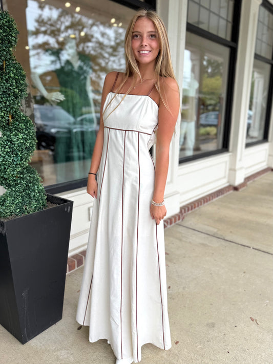 Tone Linen Square Neckline Maxi
