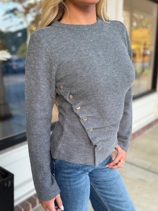 Ruched Snap Button Sweater (2 colors)