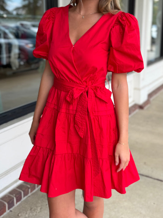 Red Tie Belt Dress