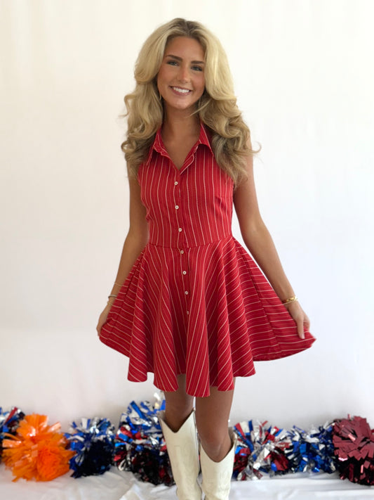 Red Striped Shirt Dress
