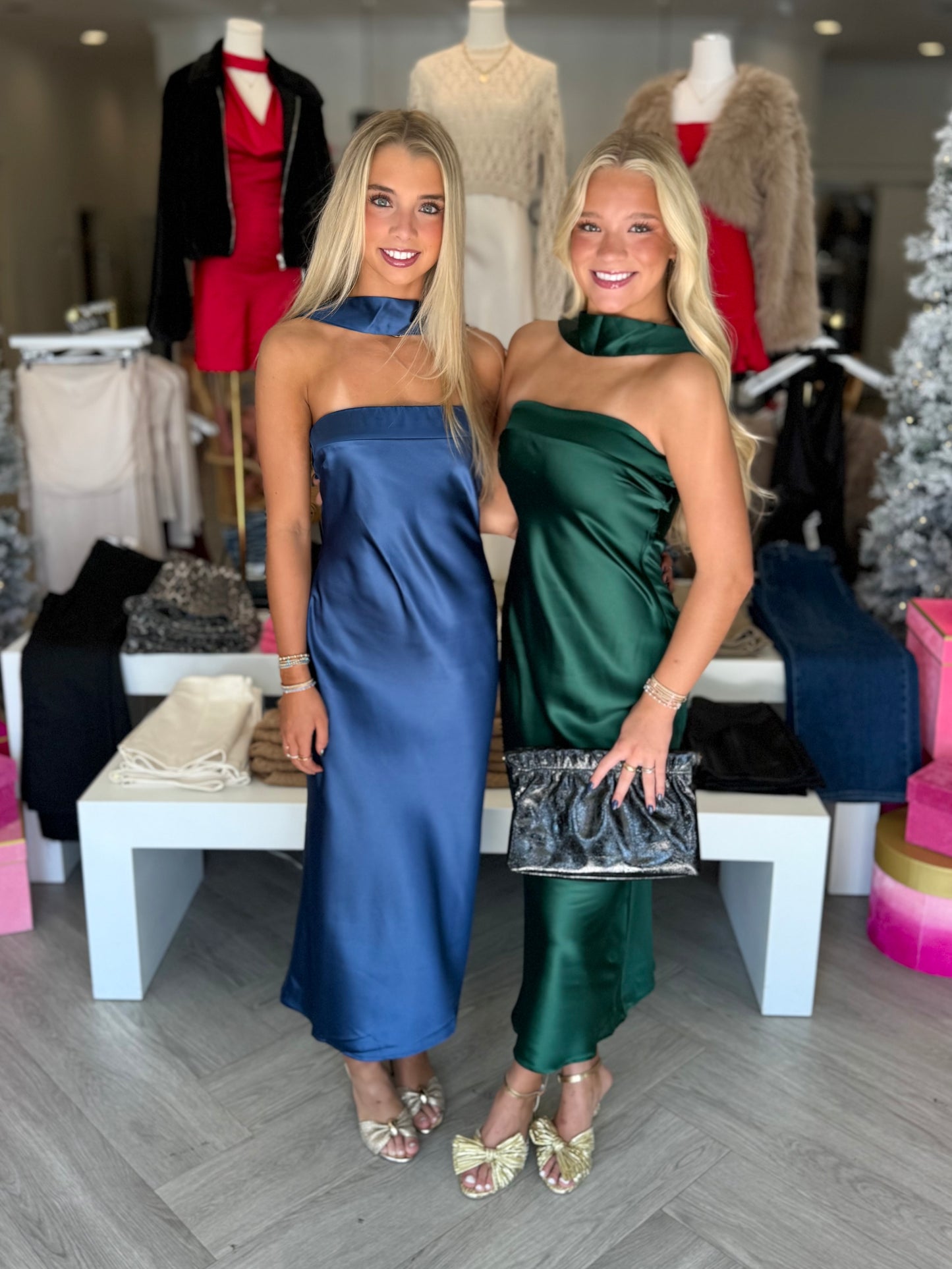 Green Scarf Satin Midi