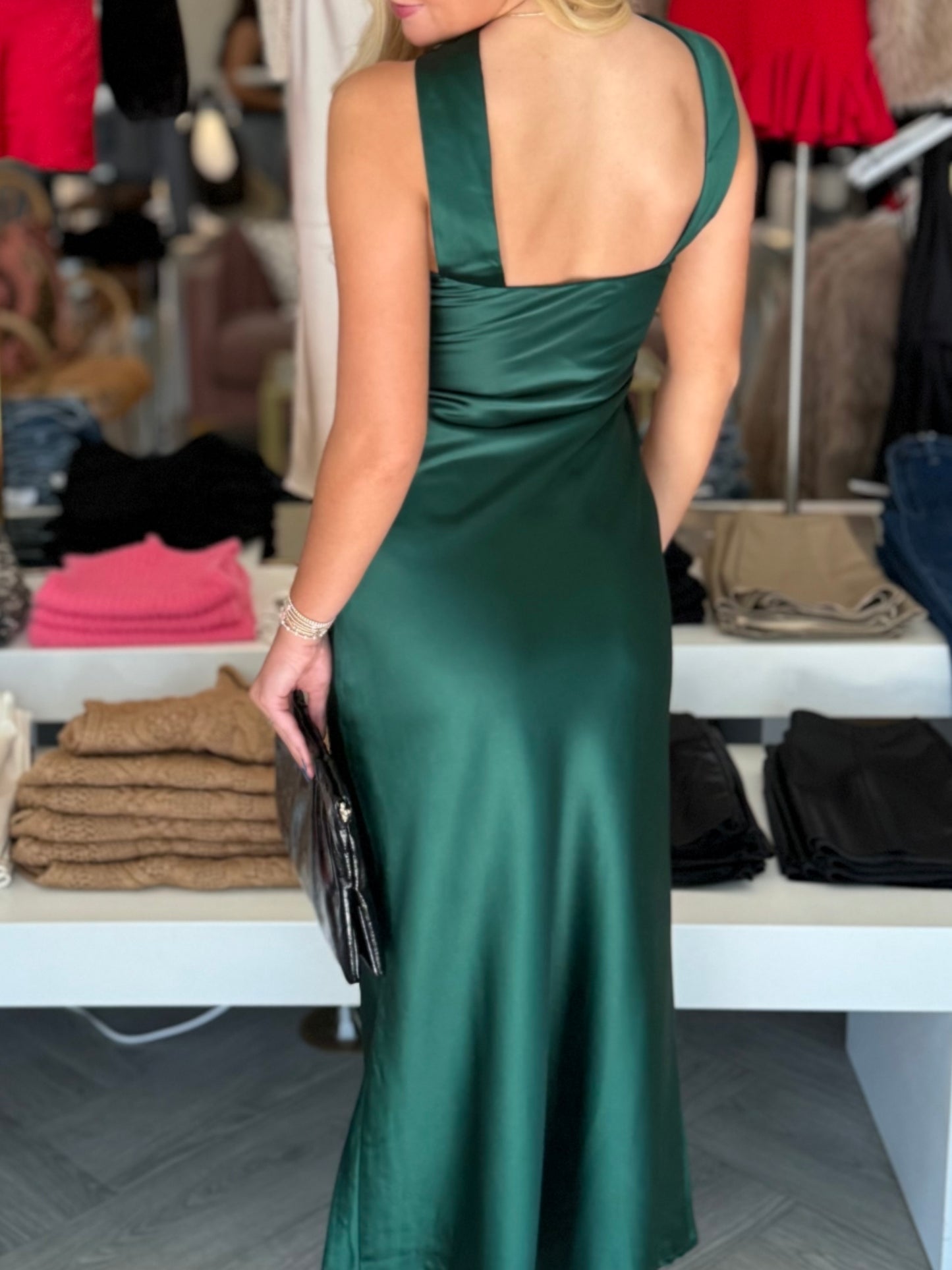 Green Scarf Satin Midi