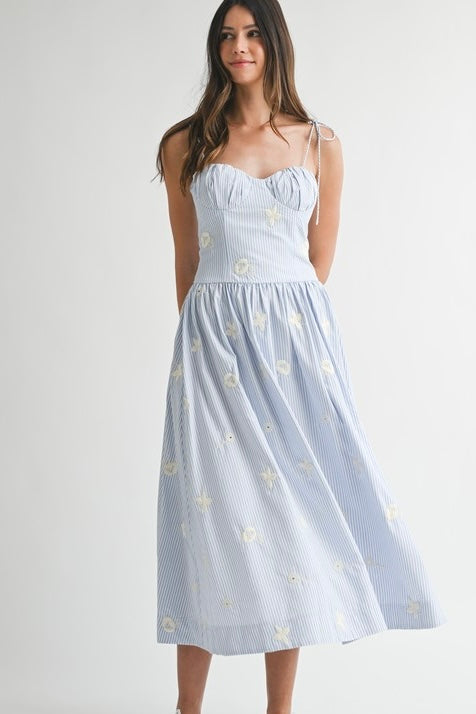 Blue Drop Waist Midi