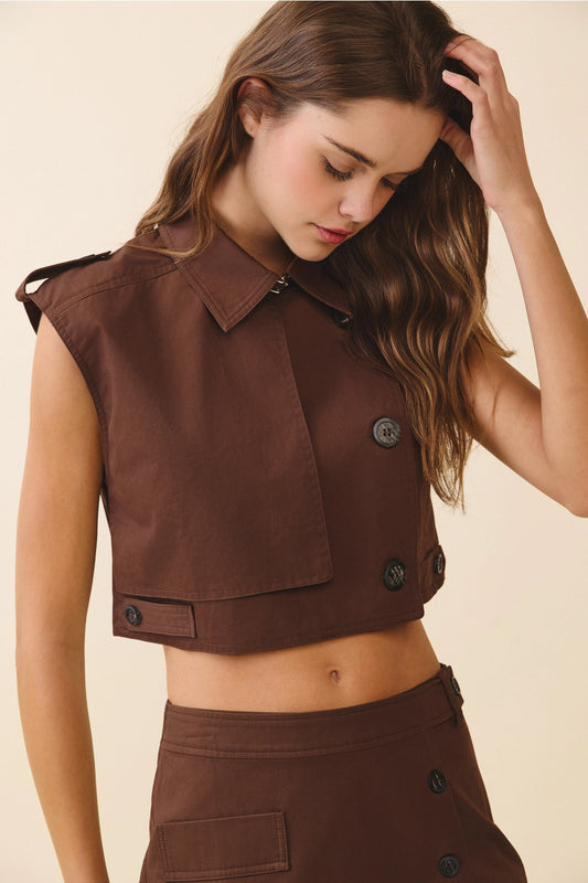 Chocolate Safari Cropped Vest