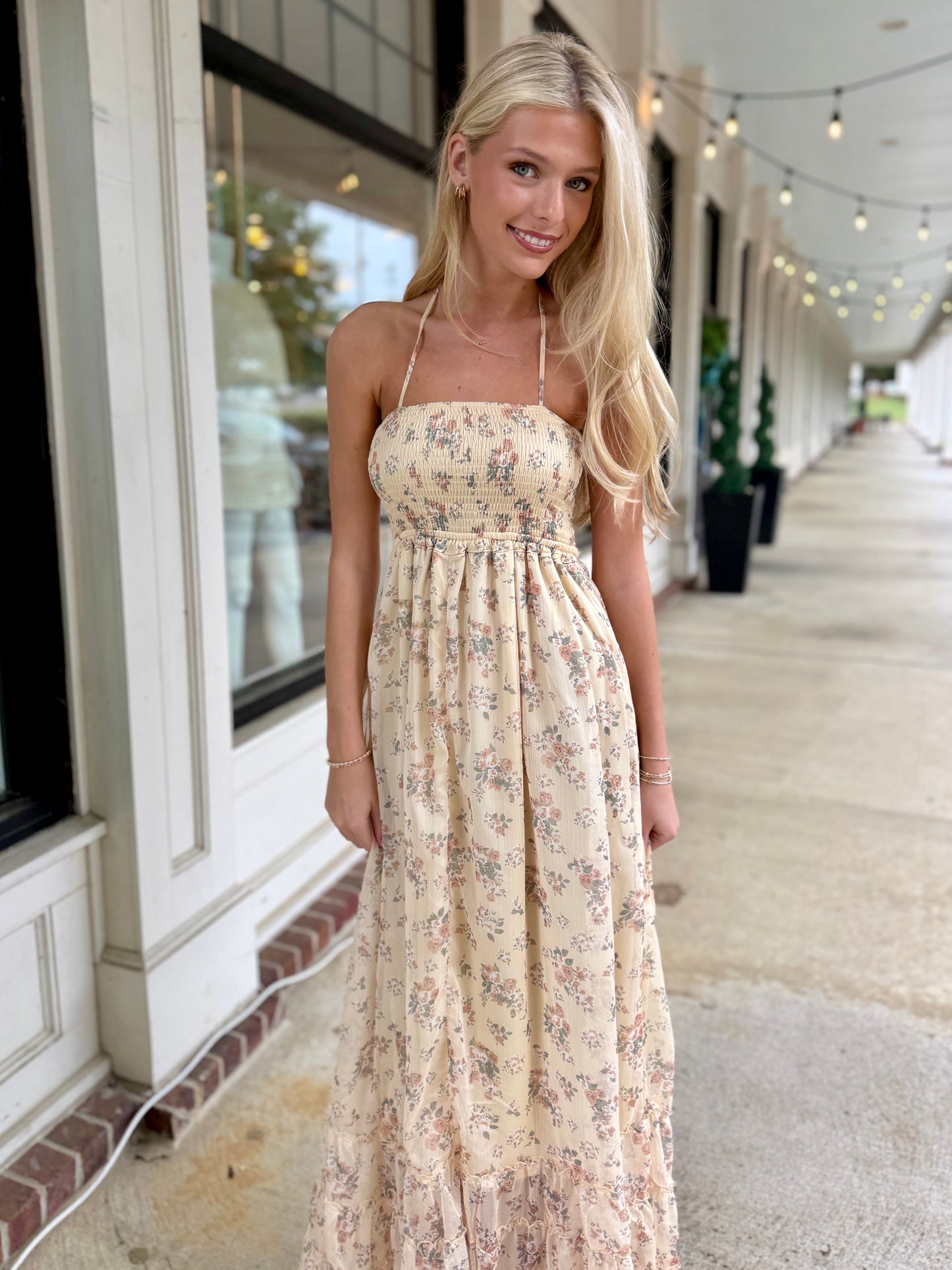Sheer Floral Ladder Back Maxi