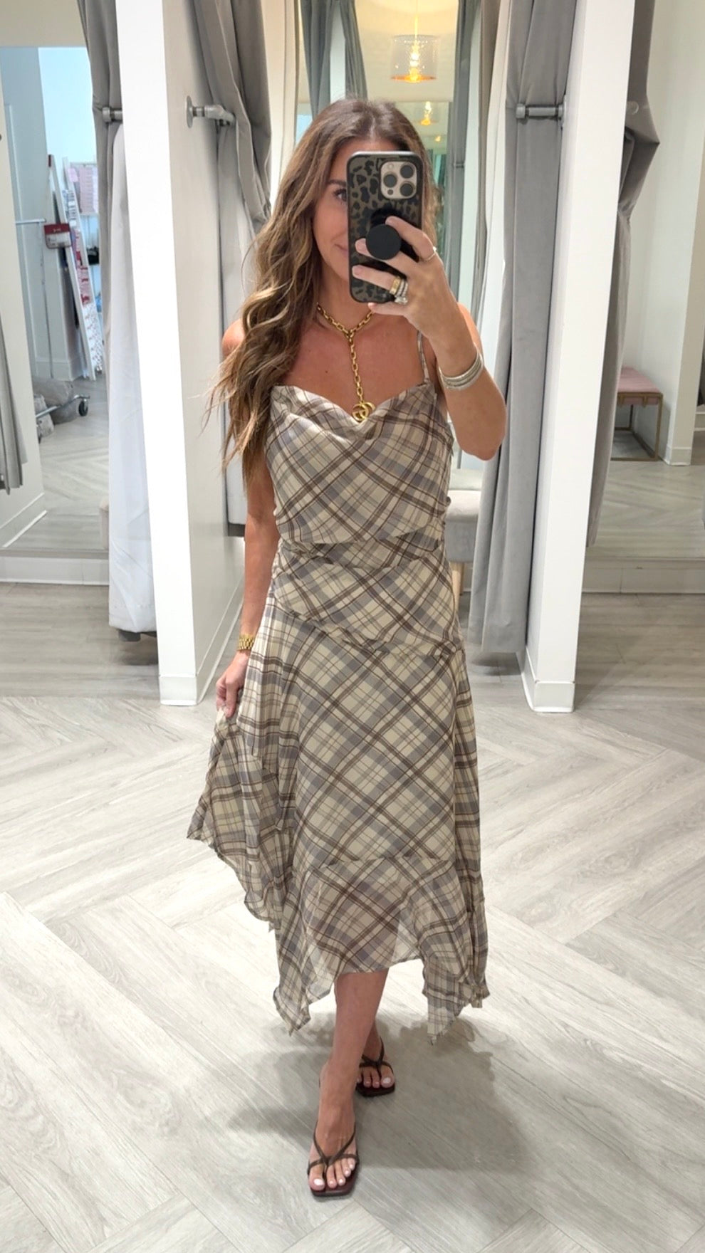 Grey Plaid Asym. Dress