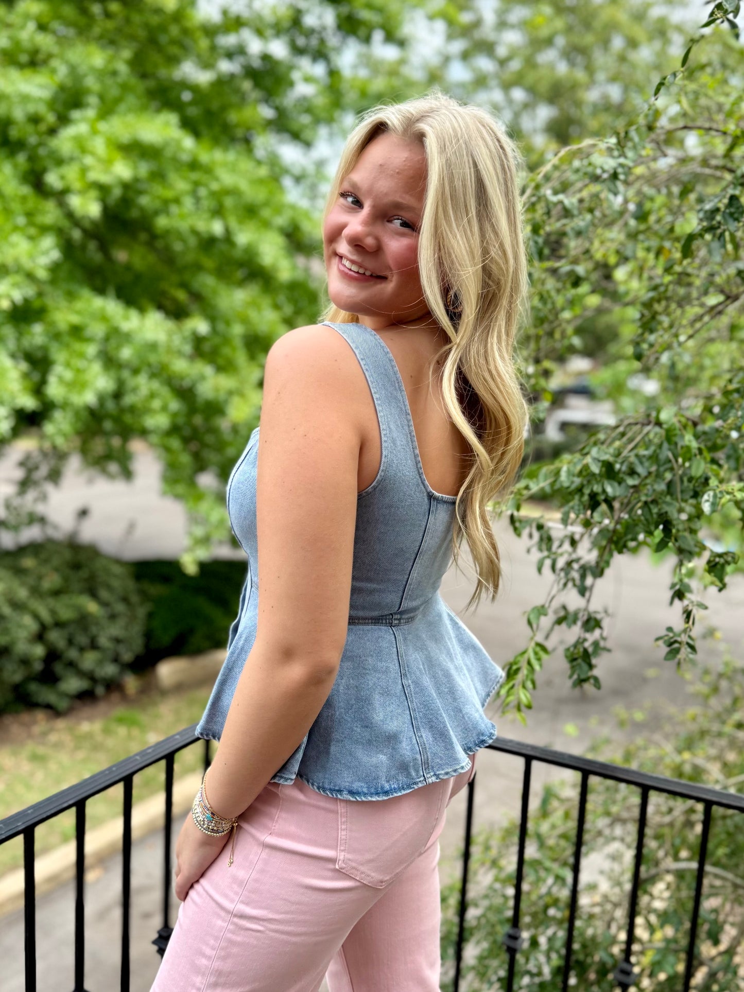 Denim Button Down Top
