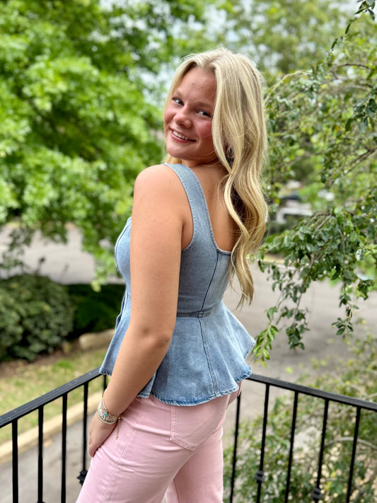 Denim Button Down Top