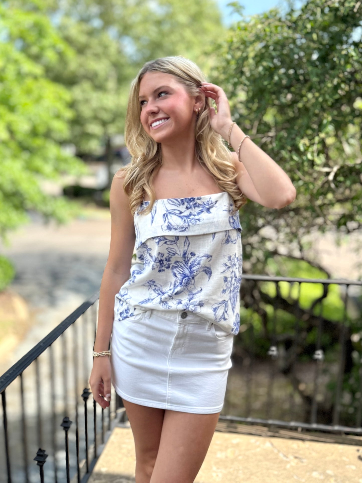 White/Blue Orchid Top