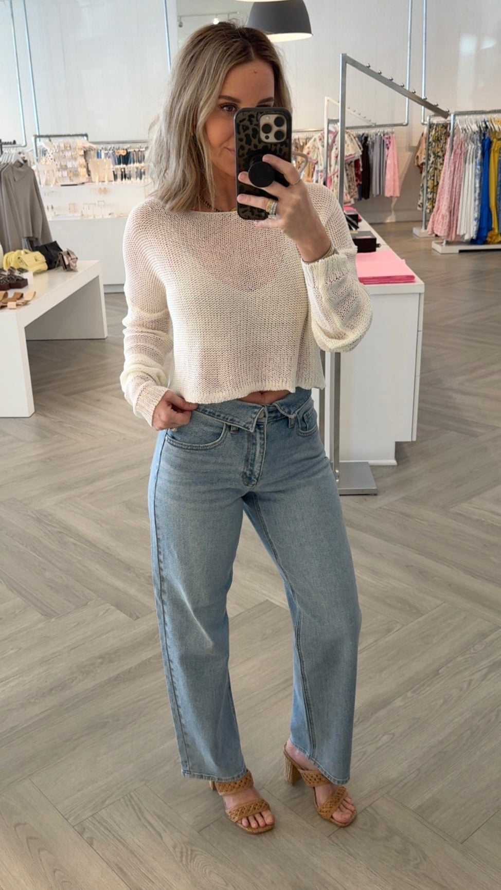 Light Folded Waist Straight Jean