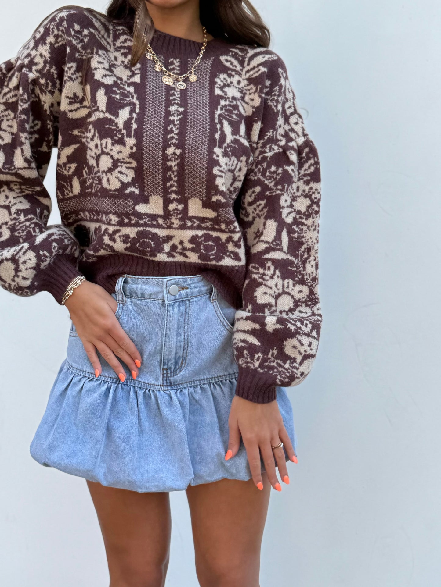 Vintage Flower Crew Sweater