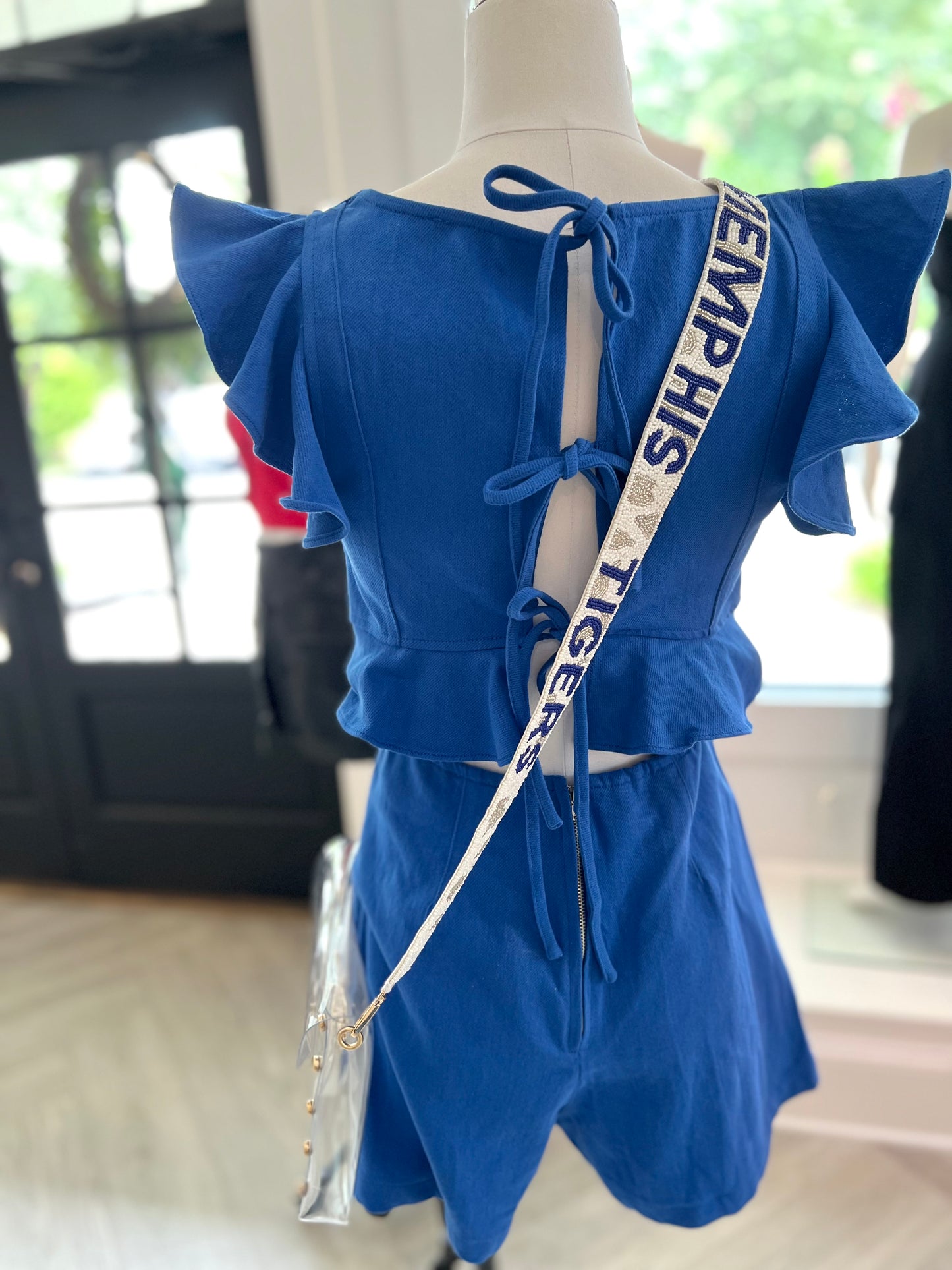 Royal Blue Back Open Romper