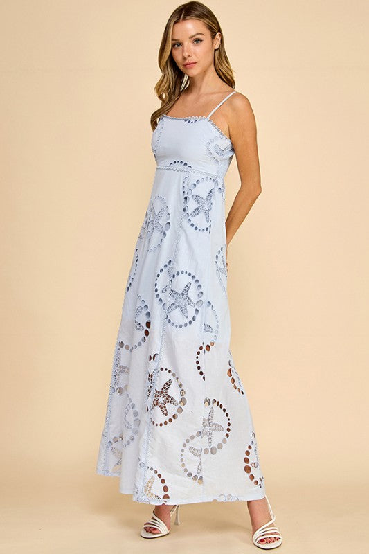 Blue Eyelet Starfish Maxi