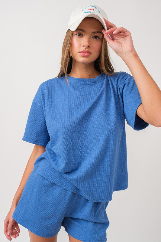 Cobalt Textured Knit Top