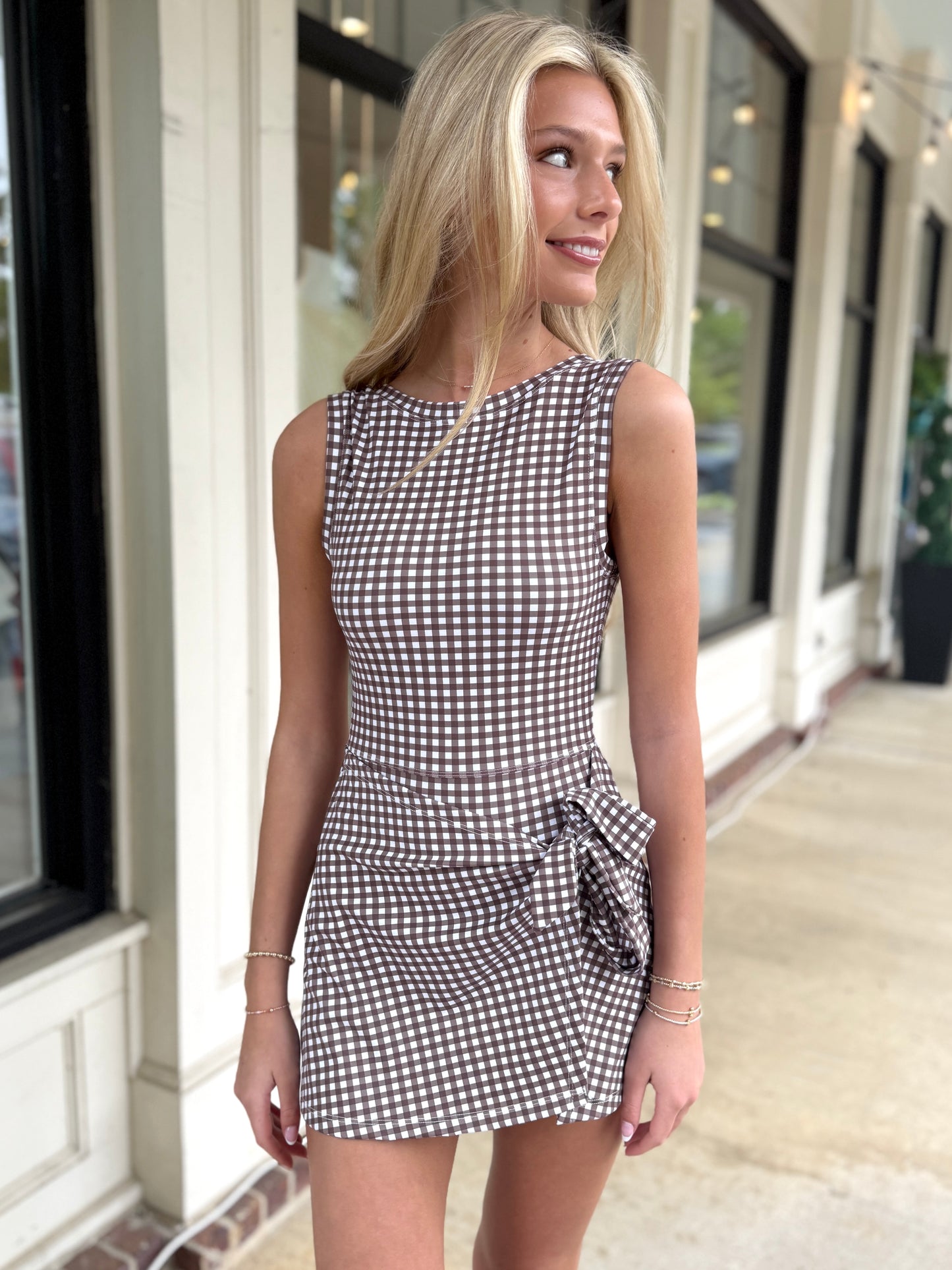 Gingham Wrap Tie Front Dress (3 Colors)