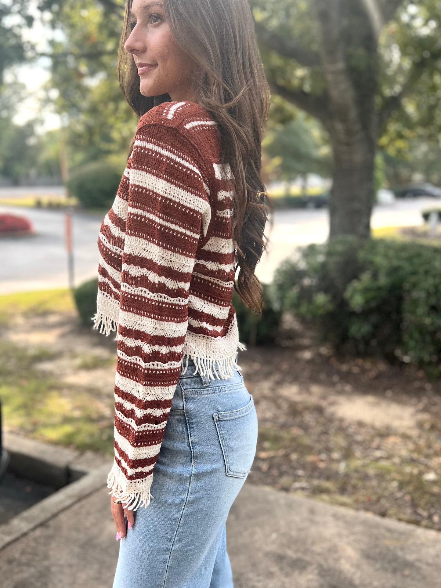 Ivory Brown Crochet Top