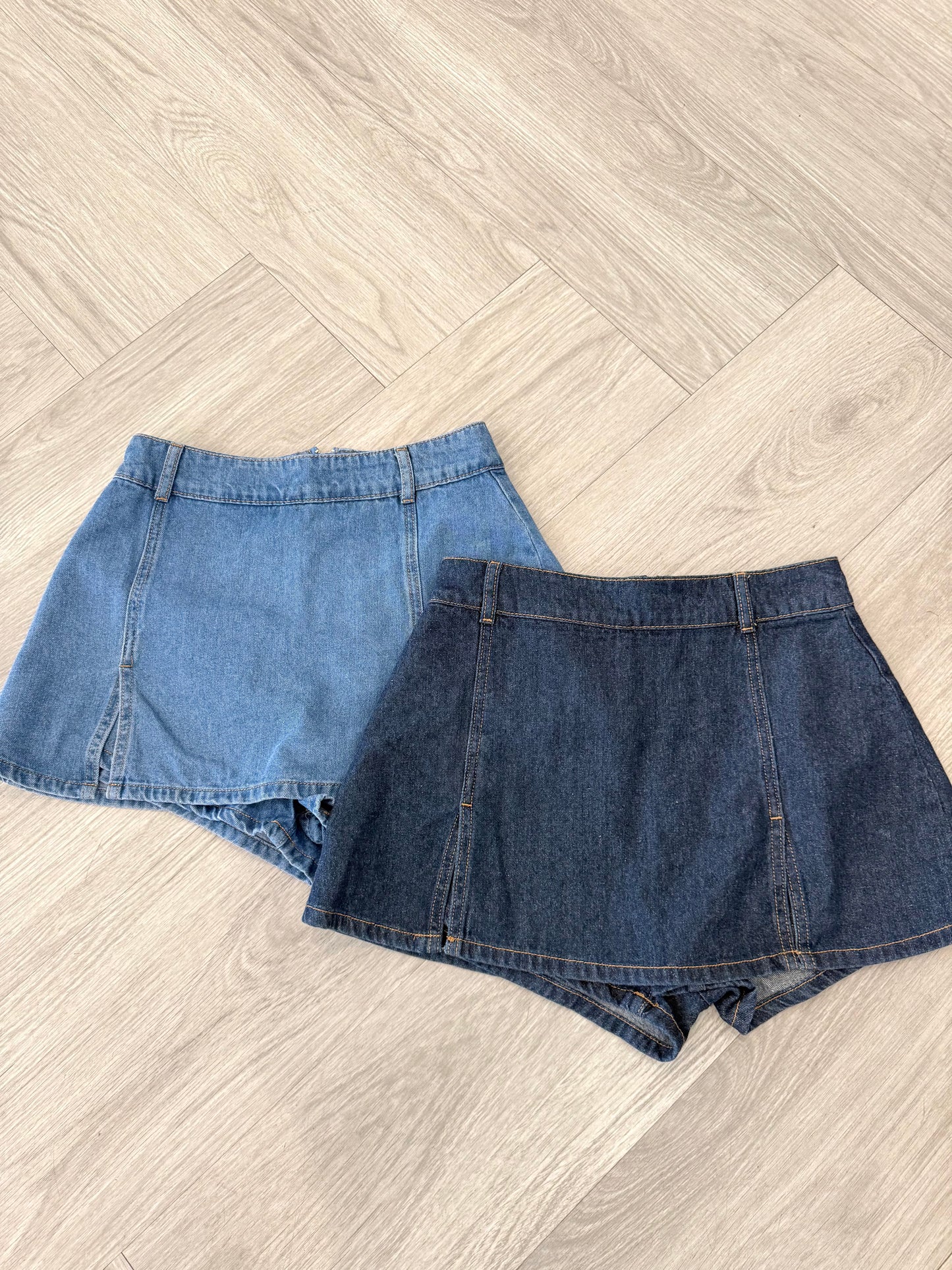 Denim Skort with Slit Mini