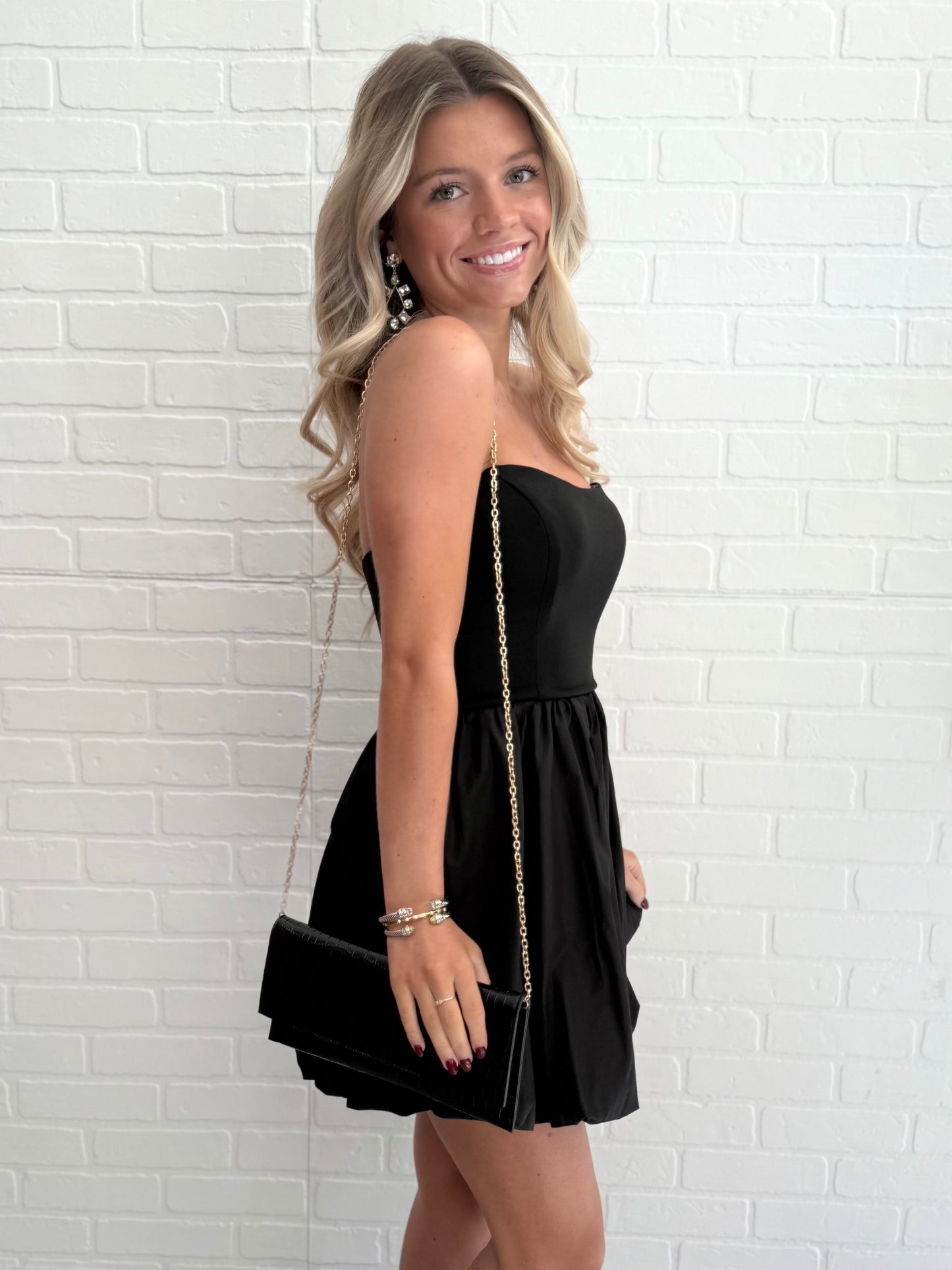 Black Bubble Hem Dress