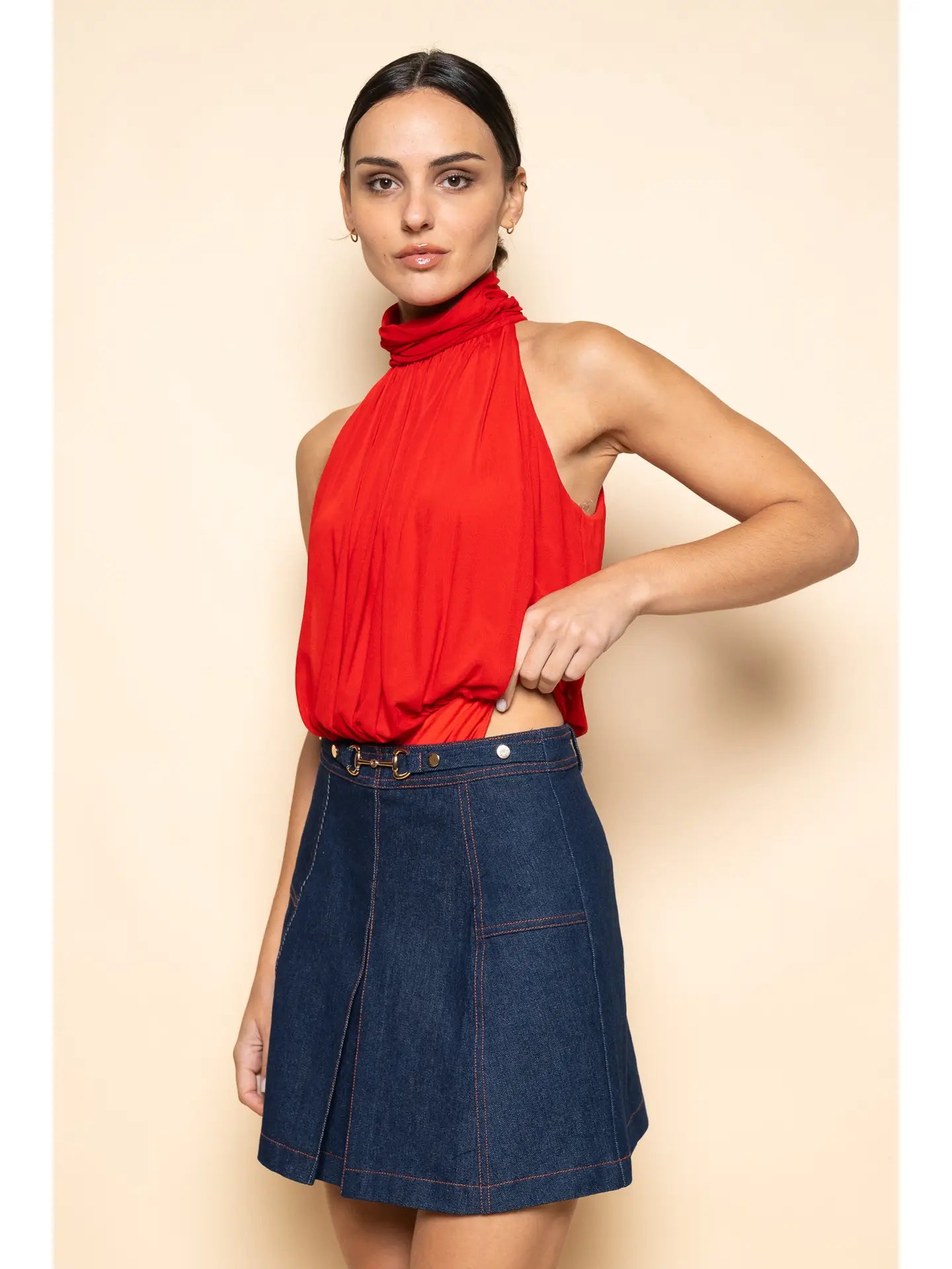 Red Halter Bodysuit