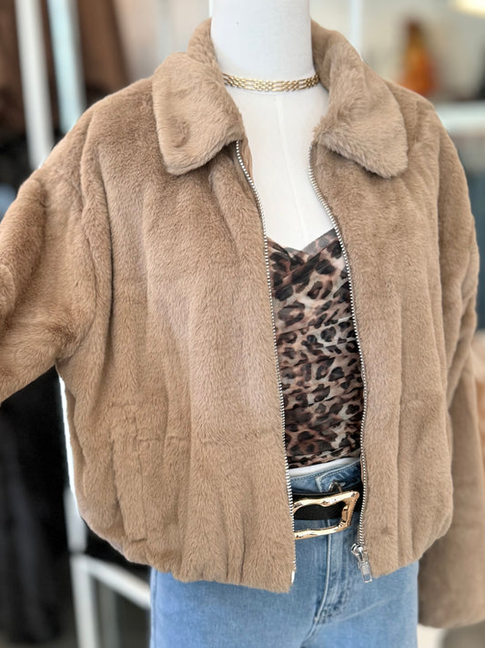 Fur Soft Zip Crop (4 colors)