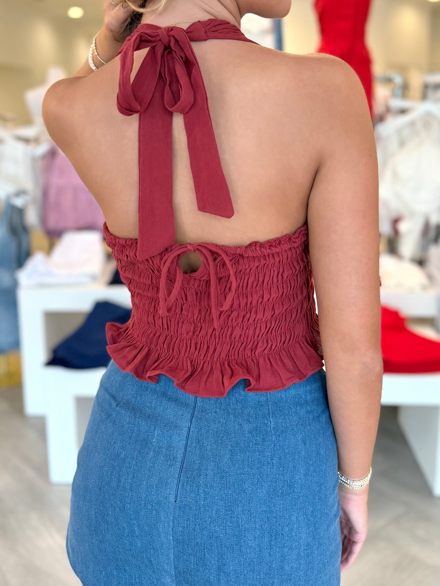 Mulberry Cinched Halter Top